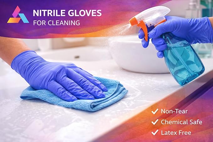 Examination Nitrile Gloves, Disposable, Powder-Free, Latex-Free, Multi-Purpose Protective Gloves for Medical