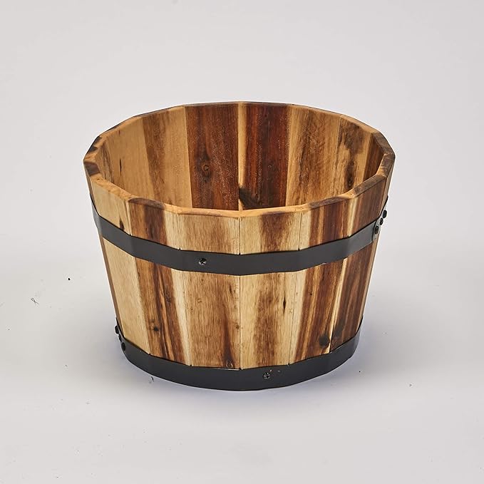 Worth Imports Wood Barrel, 13", 8" Planter, Brown (2841A)