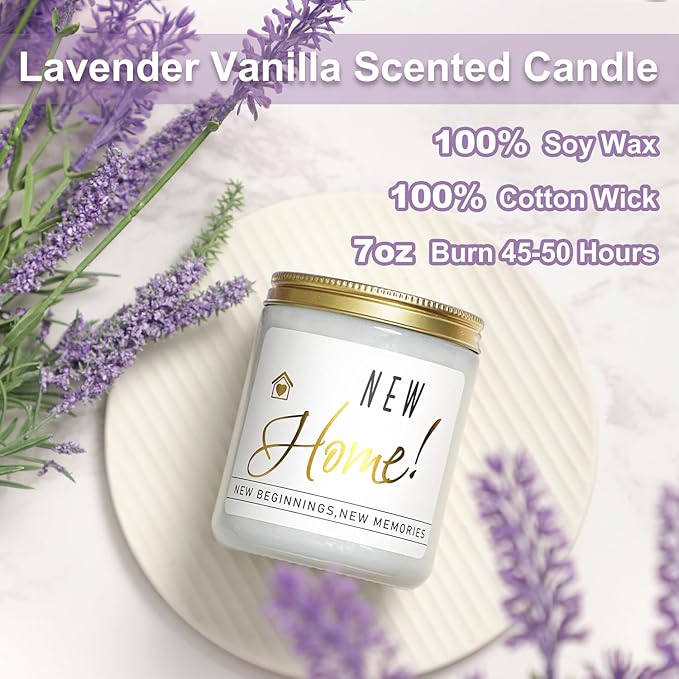 Housewarming Gift for New Home, New Home Gifts, Housewarming Gifts Idea for Women Friend, Moving in Gift, Vanilla&Lavender Scented Candles