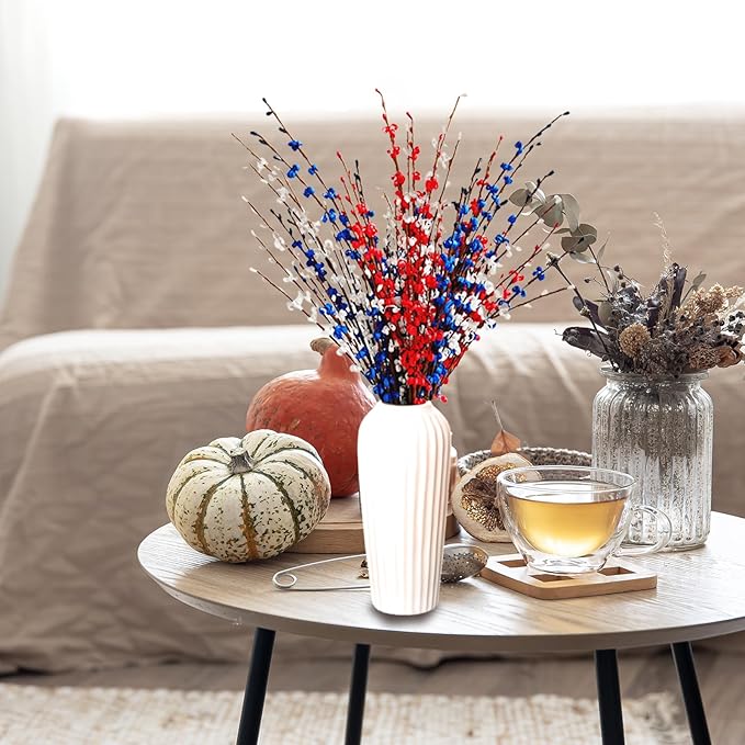 10 Pcs 29" Jasmine Artificial Flowers Red White Blue Artificial Jasmine Fall Flowers for Wedding Bouquets Home Office Party Table Centerpieces Vase Decor