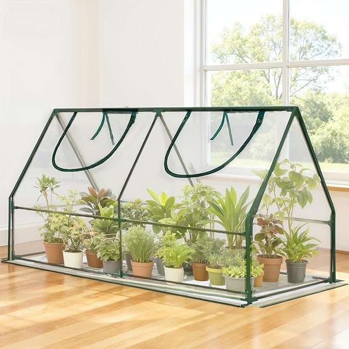 47x23x23 Mini Greenhouse, Portable Green House for Outside, Greenhouses Kit for Outdoor, Thicken PVC Cover (Clear Cover, 3.9x1.9x1.9 FT)