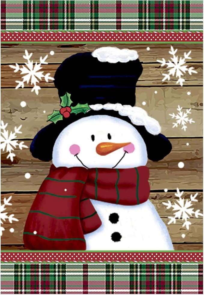 Morigins Smile Snowman with Red Scarf Outdoor Yard Flag Decorative Snowflake Winter House Flag 28x40 Inch