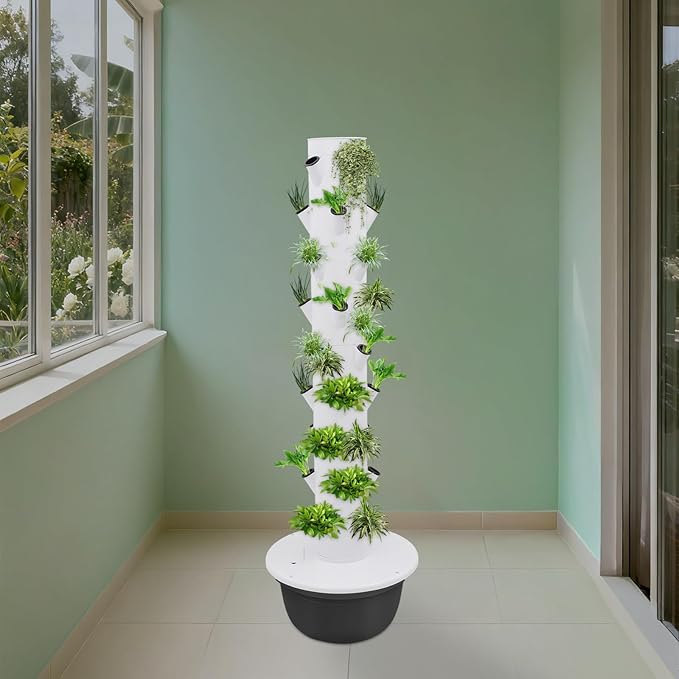 Hydroponics Growing System, 36 Pods Large Vertical Hydroponic Growing Tower with Water Pump & Loop Timer, 9-Tier Indoor Gardening System for Herb Vegetable Fruit (Black)