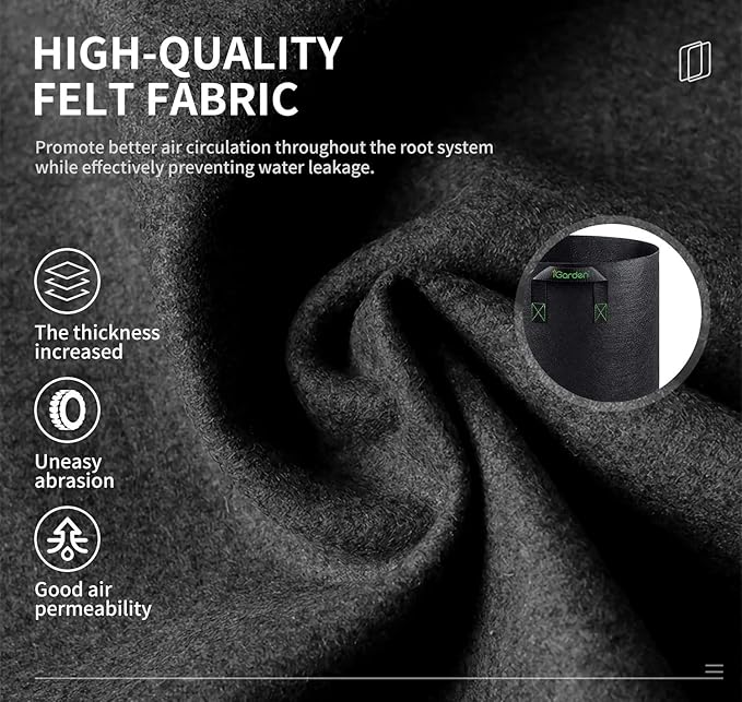 Grow Bags Tall, 3 Gallon Grow Pots 6 Pack with Handles, Heavy Duty 280G Thickened Nonwoven Fabric Plant Bag for Vegetables