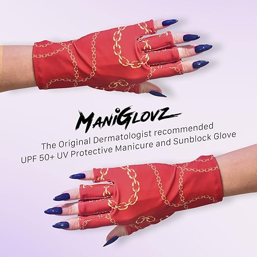 ManiGlovz - The ORIGINAL UPF 50+ UV Light Protective Nail Gloves | Gel Manicure and Anti UV Fingerless Gloves for Women | Can be Used as Sun Protection Gloves for Driving | Upscale