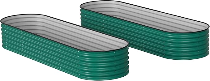 BlueWish 8x2x1.4FT Raised Garden Bed Outdoor, 9 in 1 Metal Raised Bed for Gardening, 17" H Galvanized Raised Garden Bed Planter Box for Plants Vegetables Flowers, Green