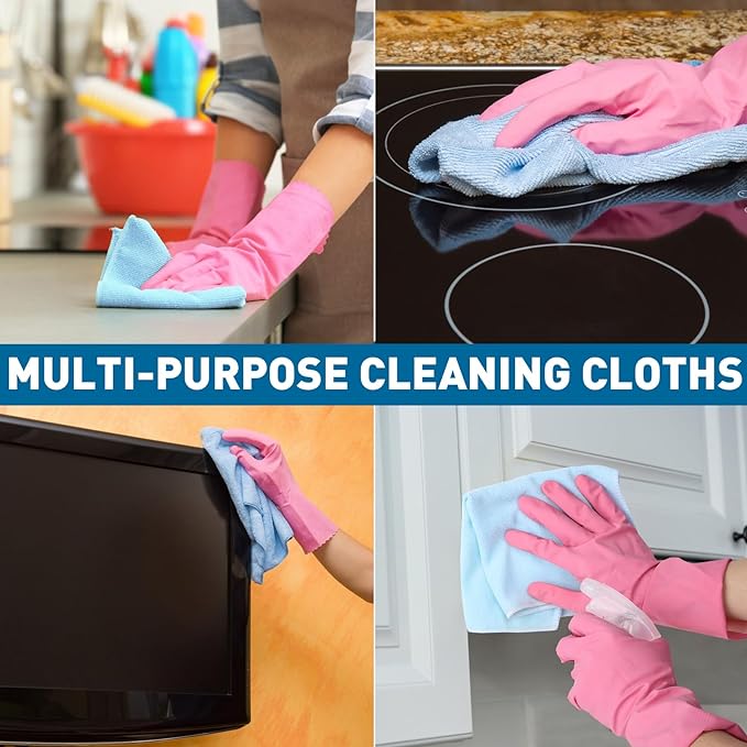 Microfiber Towels Bulk-400 Pack, Cleaning Cloths, Microfiber Towels for Cars, Cleaning Rags 5 Colors Assorted (12x12 inches)