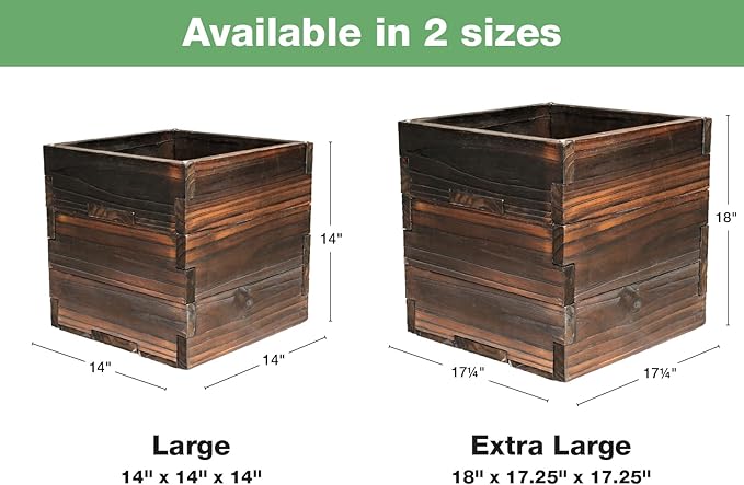 Extra Large Decorative Wooden Planter w/ Universal Pole Support for String Light Poles,Umbrellas,Bird Feeders. Solid Wood Outdoor Garden Patio Box for Plants(Does not include Pole), 17"x17"x18", Brown