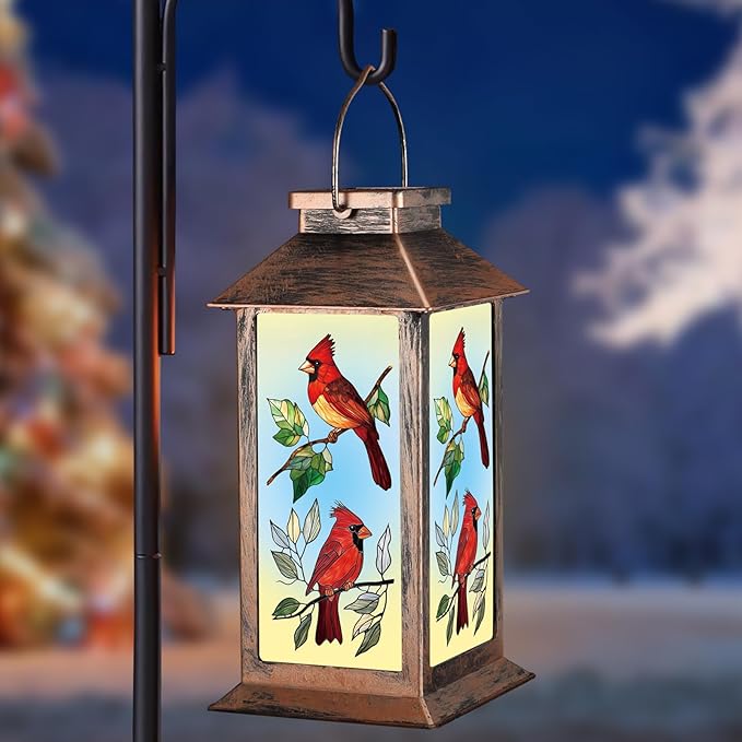 Solar Lanterns with Cardinal Theme Outdoor Waterproof Decorative Lights for Garden Birthday Gifts for Women, Mom, and Grandma Solar LED Hanging Lights for Yard, Patio, Lawn, and Porch(Limb)