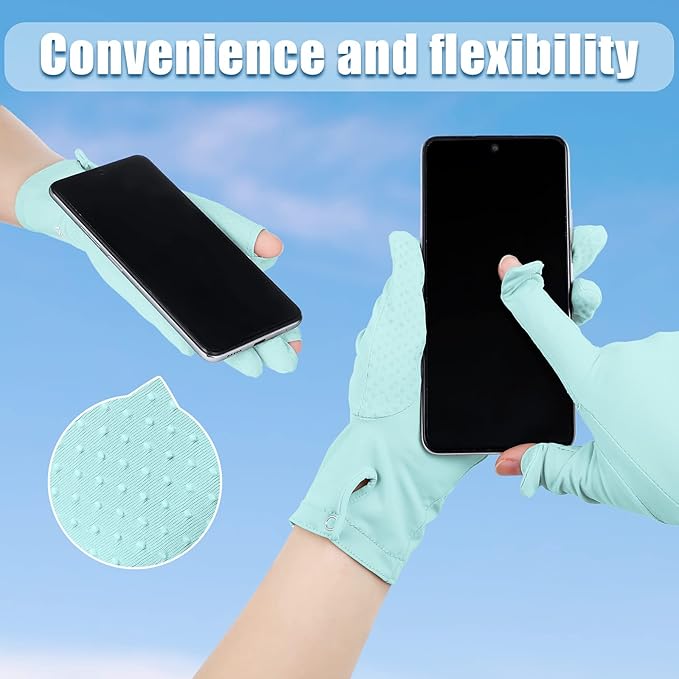 Loopeer 2 Packs Women Sun Protection Driving UV Gloves Full Finger Touchscreen Non Slip Breathable Summer Outdoor Gloves