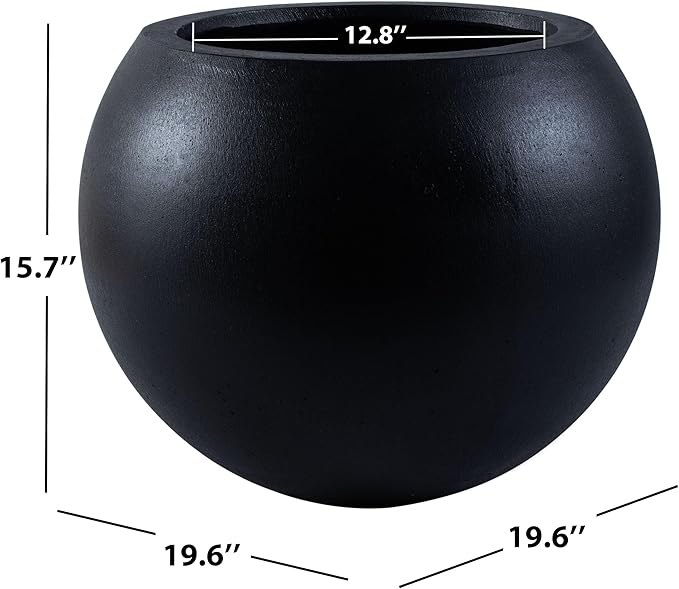 Safavieh Outdoor Collection Kenslia Black Concrete Planter (Fully Assembled)