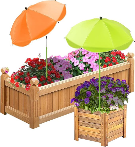 Axcoix 2 Pack Upgraded Plant Umbrellas for Outdoor Plants, 26" Larger Garden Plant Umbrella Shade with Adjustable Angle, 43.4" Higher Sun Shade for Plants, Potted Plant, Garden Beds (Green, Orange)