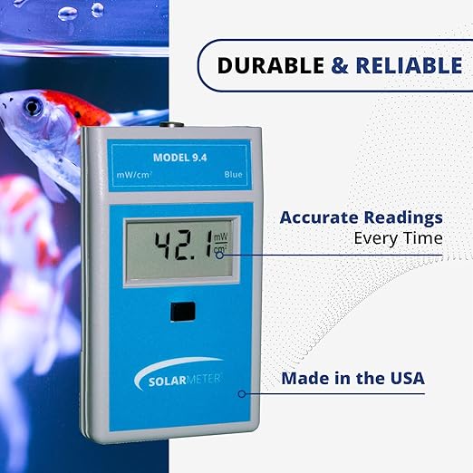 Solarmeter Model 9.4 Visible Blue Light Meter, Handheld Digital Radiometer and Light Bulb Tester for Measuring Blue Light for Aquarium Lamps, Acne & Bilirubin Phototherapy, 0-199.9 mW/cm²