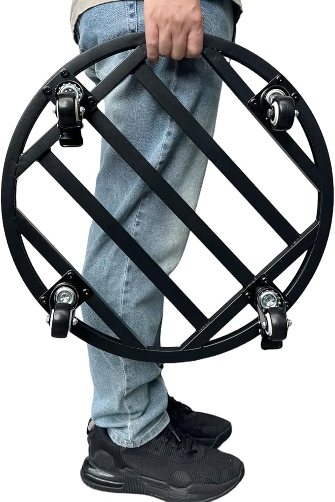 Hongsane 20" Round Plant Stand with Wheels Heavy Duty,Large Metal Plant Caddy Indoor Outdoor Use,Rolling Plant Dolly with Industrial Casters,Rust-Proof Black Plant Tray for Large Planters Pots,1-Pack