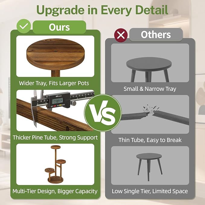 iDavosic.ly 3 Tier Plant Stand Indoor, Tiered Corner Wood Multiple Flower Holder Shelf, Tall Orchid Display Rack for Patio Porch Living Room Balcony Outdoor, Brown