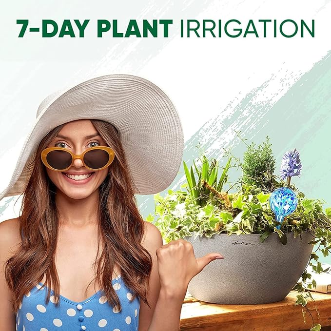 Mission Gallery Plant Watering Globes Set of 8 - Large Self Watering Globes for Indoor & Outdoor Plants - Multicolored, Automatic, Glass Watering Bulbs for Daily Use, Plant Watering Devices