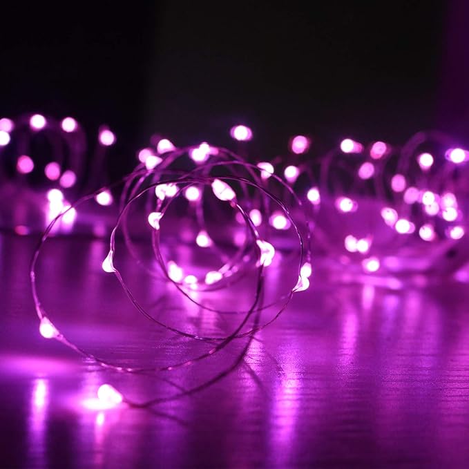 OakHaomie 6 Pack Fairy Lights Battery Operated No Remote LED Starry String Lights 30 Micro Starry LEDs on 10ft Copper Wire Light for DIY Wedding Centerpiece Table Decorations (Pink)