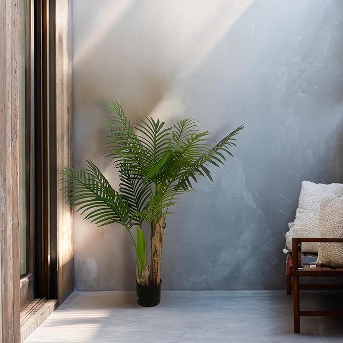 XBrand 47.2-Inches Artificial Palm Tree in Pot for Indoor Outdoor Home Office Store, Great Housewarming Gift