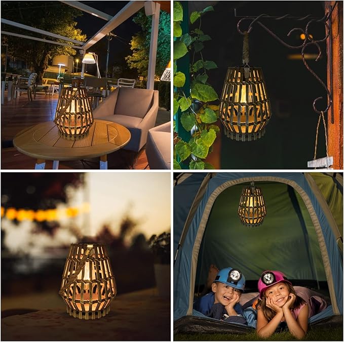 Solar Lanterns Outdoor Waterproof,Large Woven Hanging Pendant Lights with Hook Bamboo Outdoor Solar Chandelier for Gazebo,Garden,Yard,Patio,Porch,Trees,Lawn,Balcony Decorations