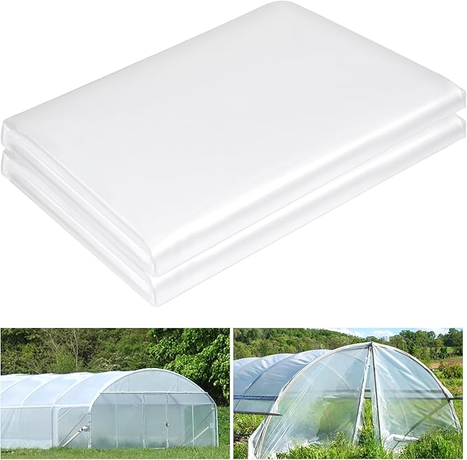 20 x 28 FT Clear Greenhouse Plastic Sheeting, 6 Mil Polyethylene Film Heavy Duty, Water Sun Frost Wind Dust Resistant Winter Hoop House Toughness Plastic Cover for Farming, Gardening, Agriculture,DIY