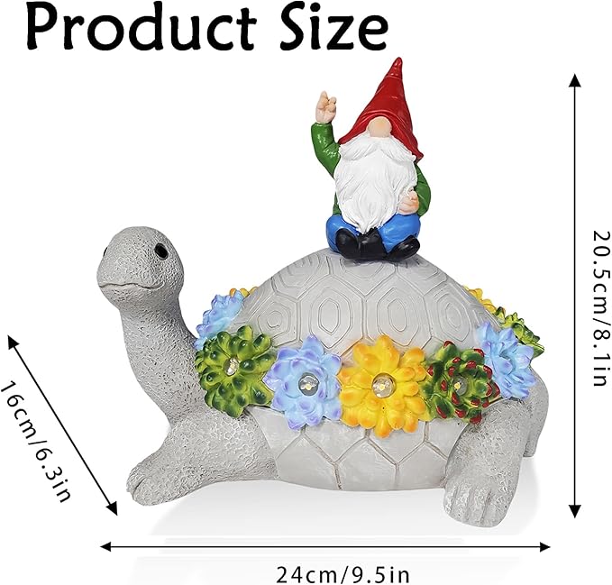 memeyou Gnome Hide a Key Outside Turtle Garden Decor Outdoor Key Hider Statues Funny Decorations for Yard Patio Lawn Solar Figurine with Light Ornaments Housewarming for Women Mom Grandma