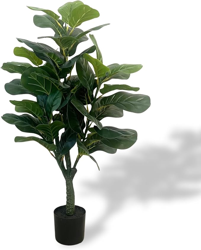 XBrand 39.4-Inches Artificial Fiddle Leaf Fig Tree in Pot for Indoor Outdoor Home Office Store, Great Housewarming Gift