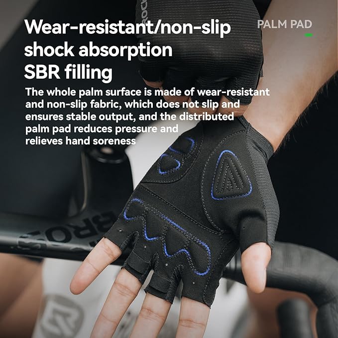 ROCKBROS Cycling Gloves for Men Women - Breathable Gel Pad Road Mountain Bike Gloves - Touch Screen Anti-Slip MTB Gloves for Cycling Workout Outdoor Sports