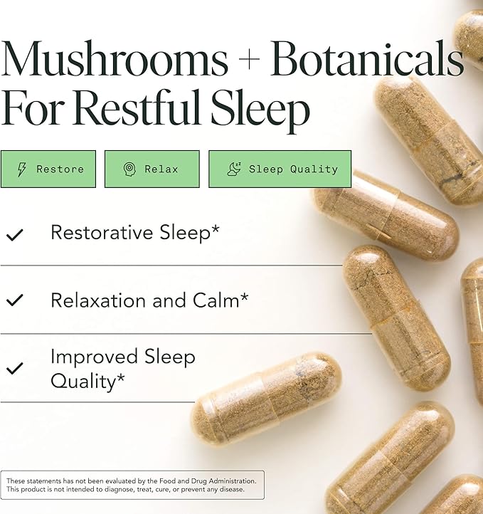Fantastic Fungi Reishi Mushroom Capsules - Sleep Supplement for Adults with Red Reishi Mushroom Extract, Passionflower & Hops - Adaptogenic, 100% USDA Organic Complex, Vegan, 120 Caps (2-Month Supply)