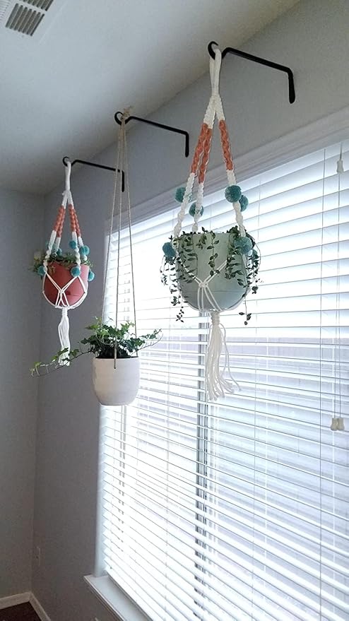 AILIN YELOKIE 12" Plant Hangers 8-Pack - Heavy Duty Rust-Resistant Steel Hooks for Bird Feeders, Indoor/Outdoor Plants & Wall Decor, Black