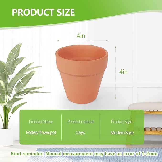 YESIACE 24 Pack 4 Inches Terracotta Plant Pots, Terra Cotta Planter with Drainage Holes, Perfect for Planting, Painting, Weddings and Parties