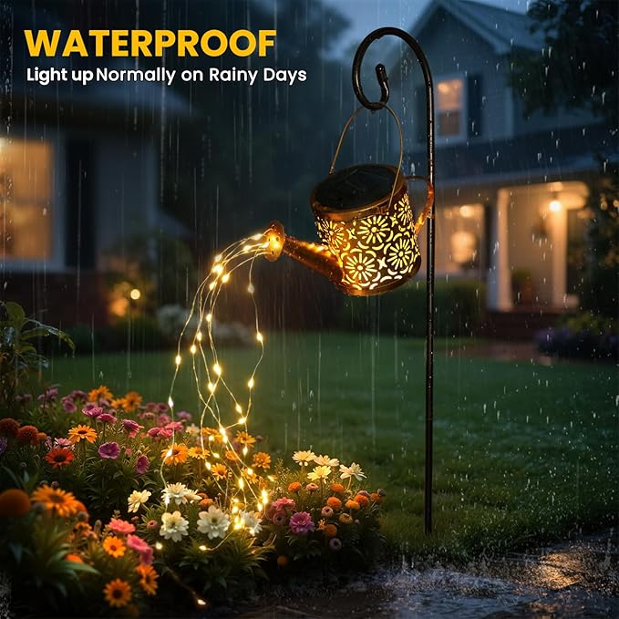 X-PREK Solar Garden Lights Outdoor Decoration, Metal Solar Watering Can Lights Outdoor Waterproof, Small Patio Light Yard Lawn Pathway Decor, Gardening Gifts for Women Mom Grandma