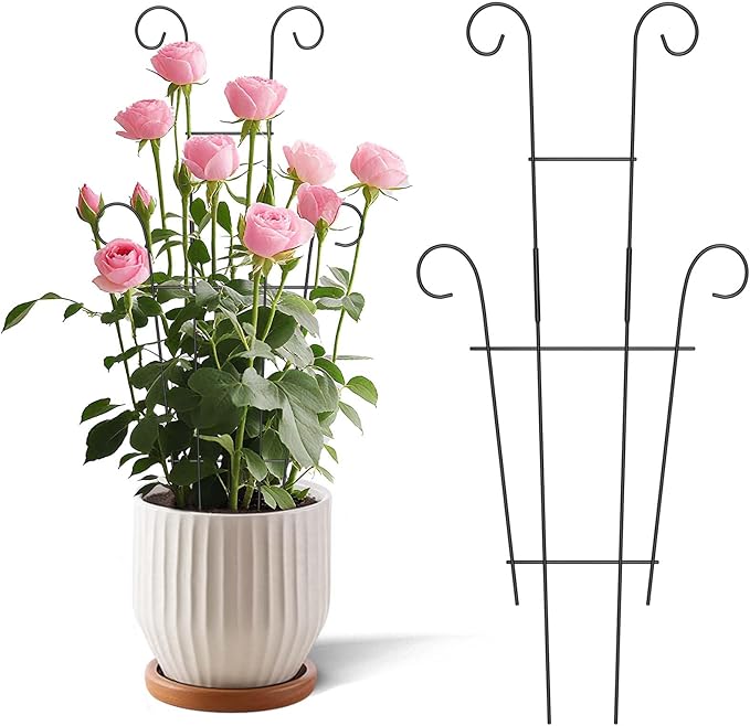 2 Pack 23.6'' Taller Plant Trellis for Climbing Plants Indoors & Outdoor, Garden Metal Trellis Plant Support for Potted Plants, Houseplants, Flowers Vine, Ivy, Pothos, Monstera