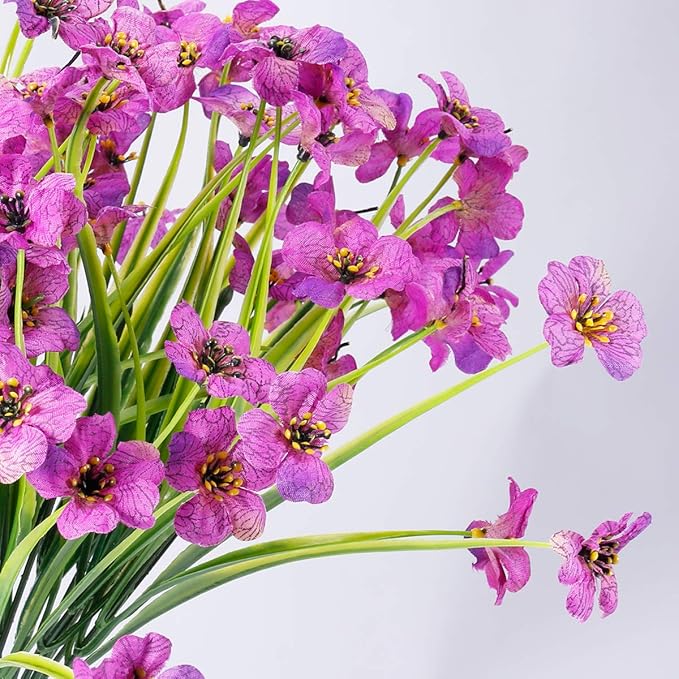 JEMONG 20 Bundles Artificial Flowers Outdoor UV Resistant Fake Flowers No Fade Faux Plastic Plants Garden Porch Window Box Decorating(Purple)…