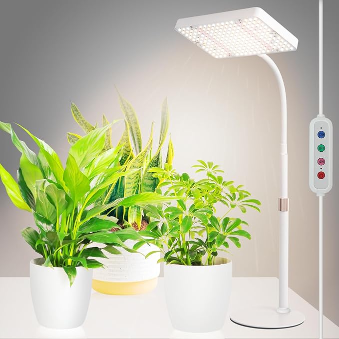 JINHONGTO Tabletop Grow Light with Timer, Bright Desk Grow Lights for Indoor Plants, Seed Starting, Seedlings, Bonsai, Succulent, Cactus, Vegetables, 16"-24" Height Adjustable, Daisy Chain Function
