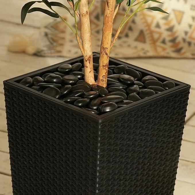 OAKRED Artificial Olive Tree 5FT Faux Olive Tree - Adjustable Branches UV Resistant with Black Taper Planter and Pebbles - Faux Plants Indoor for Living Room, Office Decor and Bedroom