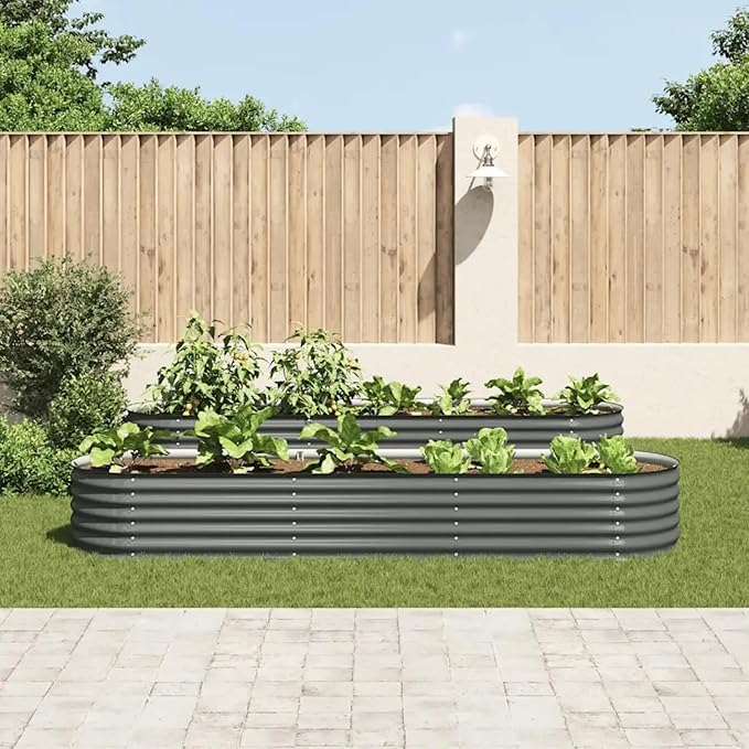 Zateety 10.5ft x 2.6ft Large Metal Raised Garden Bed, Anthracite Grey Galvanized Steel Planter Box, Outdoor Square Gardening Bed for Vegetables, Flowers & Herb Garden (17.3" Deep)