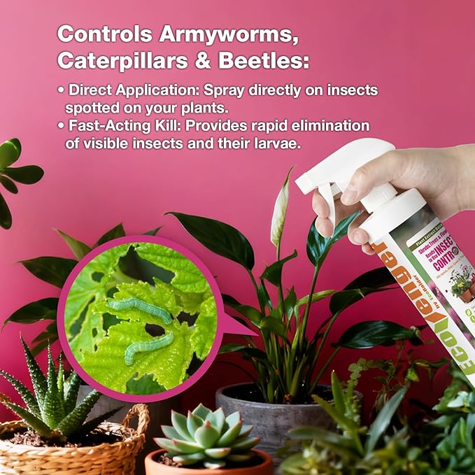 EcoVenger Plant Insect Spray 16 OZ by EcoRaider, Kills Aphids, Mealybugs, Red Spider Mites, Armyworms All Stages Larvae and Eggs, Gnat Spray for Indoor Plants, Non-Toxic, Child & Pet Safe