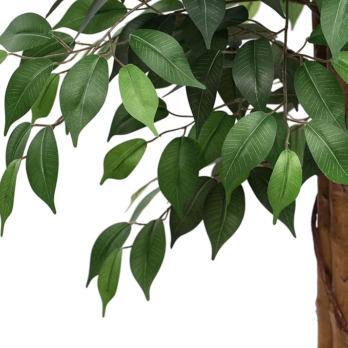 4ft Ficus Artificial Trees with Realistic Leaves and Trunk, Silk Fake Ficus Tree with Plastic Nursery Pot, Faux Ficus Tree for Office Home Farmhouse for Indoor Outdoor Decor(Set of 1)
