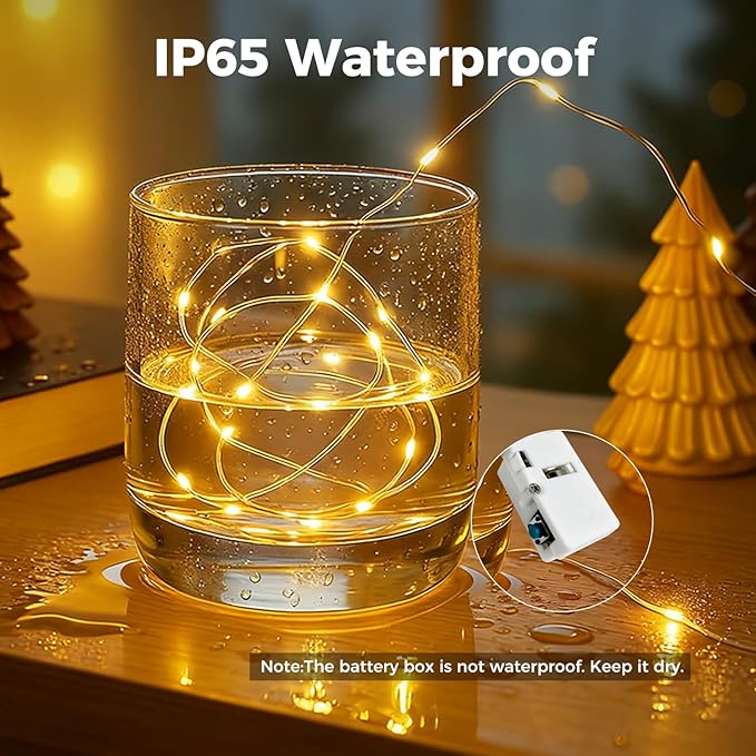 6 Pack Fairy Lights with Timer Battery Operated, 3 Modes 7ft Mini Twinkle Lights Waterproof, 20 LED Bulk String Light for Mason Jars Christmas Decoration Wedding Table Centerpieces,Warm White