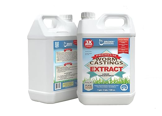 Organic Worm Castings Extract - Natural Liquid Plant Food for Stronger Roots, Bigger Blooms and Healthier Soil; Liquid Worm Tea Concentration - 1 Gallon