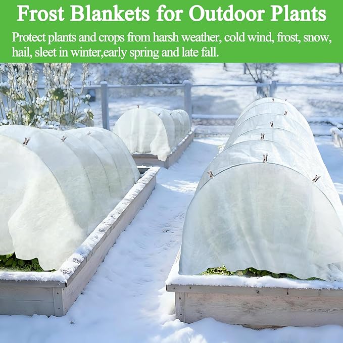 10ft x 33ft Plant Covers Freeze Protection Floating Row Cover 1oz/yd² Garden Fabric Plant Cover for Winter Frost Sun Bird Protection, Frost Blankets for Outdoor Plants, Winter Tree Frost Cloth