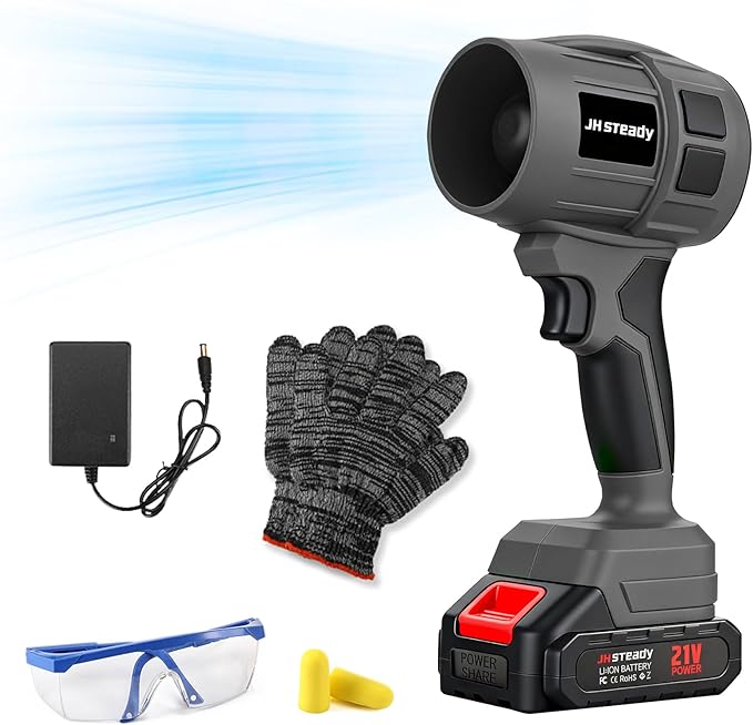21V Cordless Handheld Leaf Blower - Variable Speed, 30000RPM Powerful Handheld Blower with Rechargeable Battery, Protective Gear for Home, Backyard, Driveway & Snow Removal