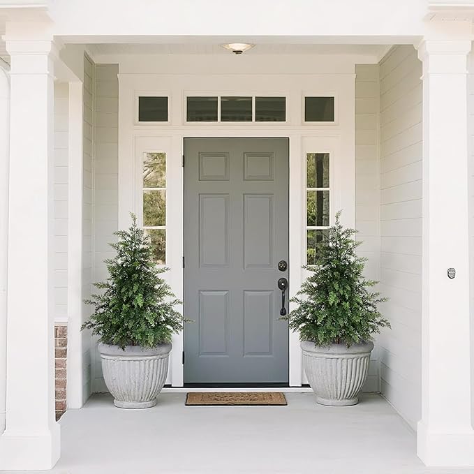 YXZZWL 3FT Real Touch Cedar Topiary Trees for Front Porch Decor, Artificial Shrubs Faux Plants Potted UV Resistant Fake Greenery for Outdoor Indoor Door Garden Farmhouse Home Decoration (Set of 2)