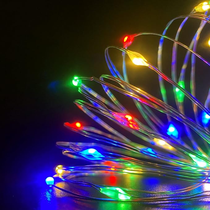 with Timer Function Battery Operated Dewdrop Led Lights,Mini Fairy Lights for Home Parties Christmas/Halloween Holiday Decoration,6 Hours on/18 Hours Off,30 LEDs,10 Feet (Multi Color, 1)