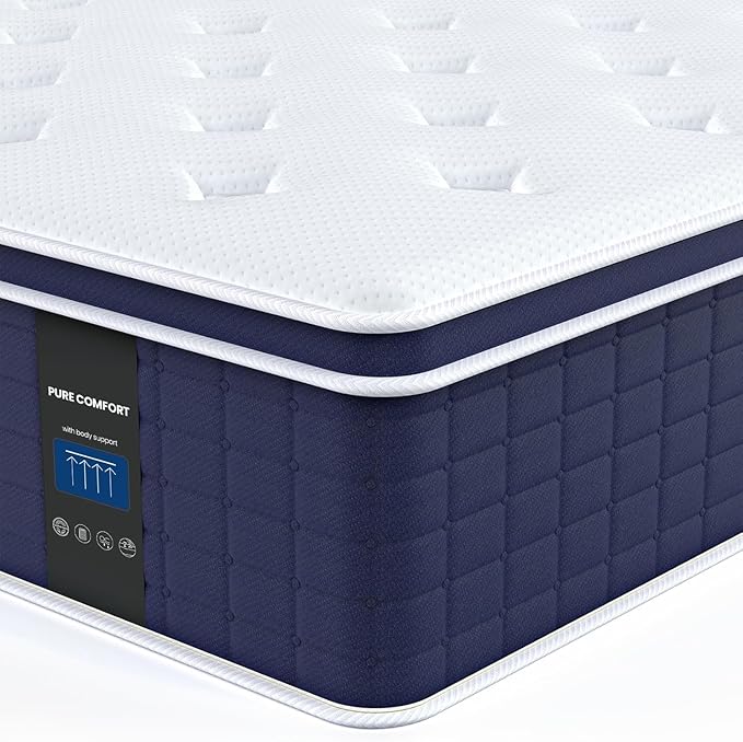 Coolvie 14 Inch California King Mattress, Hybrid Cal King Mattresses in a Box, Medium Firm Feel, 4 Layer Premium Foam with Pocket Springs with Fiberglass Free, Best Mattress in a Box