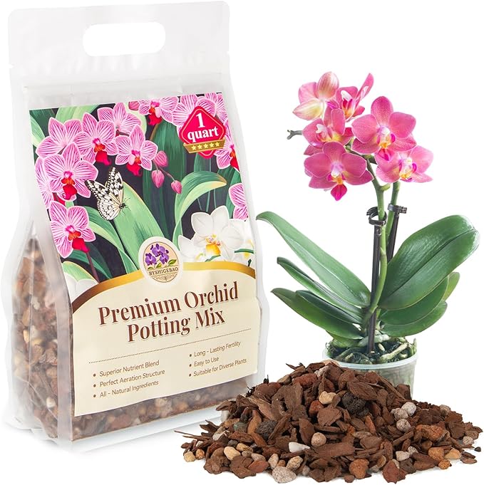 BYSHIGEBAO Orchid Bark Potting Mix with Pine Bark and Perlite, Fast Draining Orchid Soil for Healthy Roots, Ideal for Repotting Orchid and Orchid Bark for Indoor Plants (1 Quart)