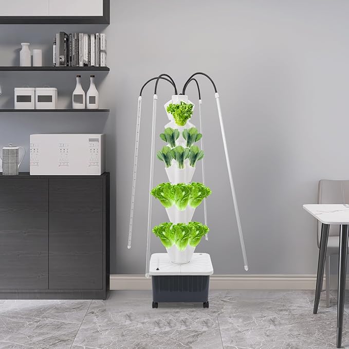 Hydroponics Growing System Kit,40 Pods Vertical Indoor Garden with LED Grow Light, Indoor Herb Garden with Wheels, Plant Germination Kit for Vegetable Fruit (8 Layer 40 pods)
