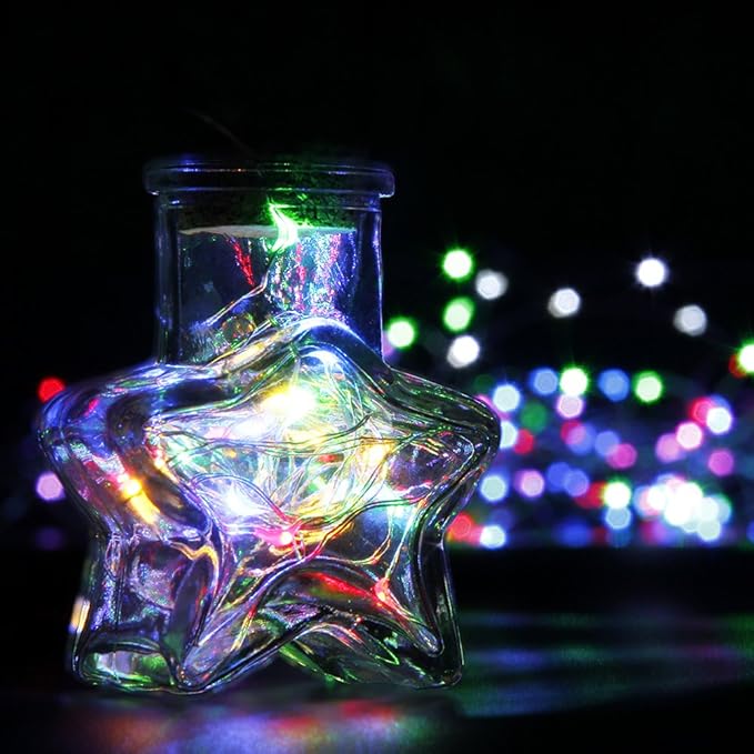 CYLAPEX 6 Pack Multicolor Fairy Lights String Battery Operated Fairy Lights Firefly Lights LED Starry String Lights 7ft 20 LEDs Silvery Copper Wire for Christmas DIY Decoration Costume Wedding Party