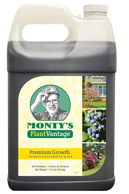 PlantVantage Premium Growth Liquid Plant Food - Liquid Fertilizer for Stronger Stems & Larger Leaves, NPK Fertilizer (8-16-8) with Zinc & Iron, Foliar Spray for Trees, Shrubs & Flower Boost, 1 Gallon