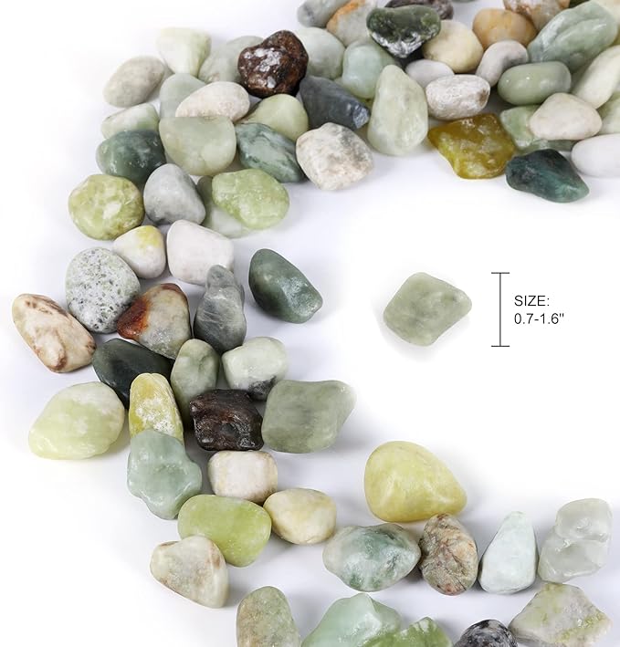 Ausluru 11lbs Natural River Rocks, Polished Pebbles for Plants Garden, 1-2 inch Decorative Jade Stones, Ideal for Fish Tank, Vases, Crafting, Home Decor and Garden Landscaping Rocks,Jade